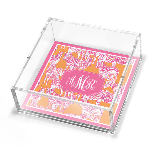 Orange Zebras Petite Lucite Trinket Tray
